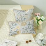 VOGOL Grey Wildflower Lumbar Pillow Cover 12x20 Inch