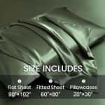 Olive Green Satin Queen Bed Set - 4 Pieces