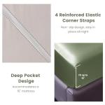 Olive Green Satin Queen Bed Set - 4 Pieces