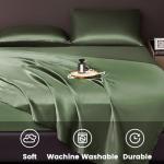 Olive Green Satin Queen Bed Set - 4 Pieces