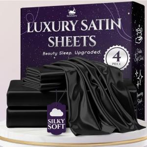 Luxury Satin Queen Bed Set with Deep Pockets