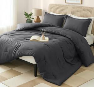 Utopia Bedding Queen Grey Comforter Set, 3 Pieces