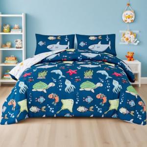 Ocean-Themed 3-Piece Boys Comforter Set
