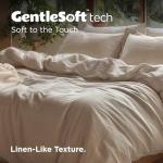 Bedsure 100% Washed Cotton Duvet Cover Queen Size - Frosted Almond Minimalist Cotton Duvet Cover Linen Like for All Seasons - GentleSoft™ Plain Simple Bedding, 3 Pieces, Frosted Almond, Queen, 90"x90"