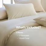 DOZ Duvet Cover Set, 100% Viscose derived from Bamboo, Organically Grown, Buttery Soft, Cooling Duvet Covers, High GSM, 1 Duvet Cover and 2 Pillowcases, 106"x90" (Ivory, King/Cal King)
