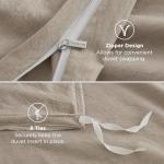 Bedsure 100% Washed Cotton Duvet Cover Queen Size - Frosted Almond Minimalist Cotton Duvet Cover Linen Like for All Seasons - GentleSoft™ Plain Simple Bedding, 3 Pieces, Frosted Almond, Queen, 90"x90"