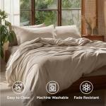 Bedsure 100% Washed Cotton Duvet Cover Queen Size - Frosted Almond Minimalist Cotton Duvet Cover Linen Like for All Seasons - GentleSoft™ Plain Simple Bedding, 3 Pieces, Frosted Almond, Queen, 90"x90"