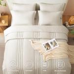 CozyLux Queen Comforter Set - 7 Pieces Bed in a Bag Beige Comforters Queen Size Bed Set, Soft Bedding Set with All Seasons Comforter, Sheets, Pillowcases & Shams