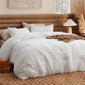 Bedsure Queen Size Comforter Set, White Soft Prewashed Bedding for All Seasons, 3 Pieces GentleSoft™ Warm Down Alternative Bed Set, 1 Lightweight Comforter (90"x90") and 2 Pillowcases (20"x26")
