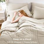 CozyLux Queen Comforter Set - 7 Pieces Bed in a Bag Beige Comforters Queen Size Bed Set, Soft Bedding Set with All Seasons Comforter, Sheets, Pillowcases & Shams