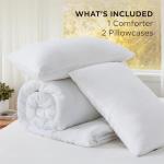 Bedsure Queen Size Comforter Set, White Soft Prewashed Bedding for All Seasons, 3 Pieces GentleSoft™ Warm Down Alternative Bed Set, 1 Lightweight Comforter (90"x90") and 2 Pillowcases (20"x26")