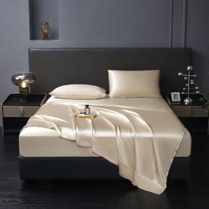 Luxury Gold Satin Queen Bed Sheet Set