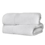 Superior Egyptian Cotton Pile Bath Towel Set of 2, Ultra Soft Luxury Towels, Thick Plush Essentials, Absorbent Heavyweight, Guest Bath, Hotel, Spa, Home Bathroom, Shower Basics, White