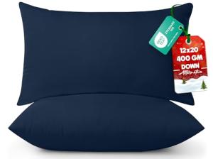 Utopia Bedding Throw Pillows (Pack of 2, Navy), 12 x 20 Inches Indoor Decorative Pillow Insert for Sofa, Bed and Couch