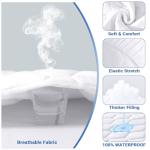 MUXHOMO Queen Mattress Protector, 100% Waterproof Quilted Mattress Cover Queen Size Bed, Noiseless Soft & Cooling Mattress Pad Cover, Deep Pocket 6"-21", White