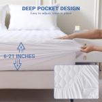 MUXHOMO Queen Mattress Protector, 100% Waterproof Quilted Mattress Cover Queen Size Bed, Noiseless Soft & Cooling Mattress Pad Cover, Deep Pocket 6"-21", White