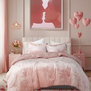 Juliette Luxe Velvet Comforter Set, Blush 3 Piece