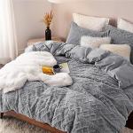 Bedsure Fluffy Gray Flannel Duvet Set, King