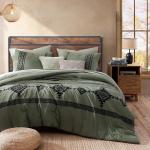 Maireve 7-Piece Olive Green Bedding Set