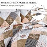 Dinjoy Floral Plaid Reversible Quilt Set Queen