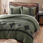 Maireve 7-Piece Olive Green Bedding Set