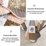 Dinjoy Floral Plaid Reversible Quilt Set Queen