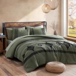 Maireve 7-Piece Olive Green Bedding Set