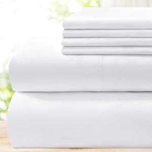 BYSURE Luxury 6-Piece White Bed Sheet Set