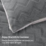 Fluffy Sherpa Queen Comforter Set - Grey 3pc