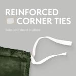 White and Dark Green Queen Duvet Cover Set