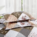 Dinjoy Floral Plaid Reversible Quilt Set Queen