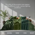 White and Dark Green Queen Duvet Cover Set