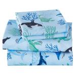 Boys Blue Ocean Twin Sheet Set with Whales