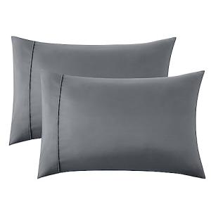 Bedsure Dark Grey Soft Microfiber Pillow Case Set