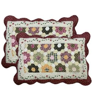 Boho Floral Cotton Quilt Pillow Shams Set
