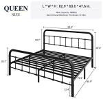 Allewie Queen Metal Bed Frame with Victorian Design