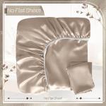 Beige Satin Queen Bed Sheet Set with Pillowcases