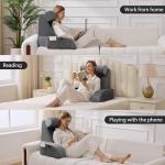 Velorose Grey Reading Pillow for Bed Comfort