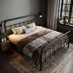 Allewie Queen Metal Bed Frame with Victorian Design