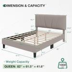 Novilla Queen Bed Frame with Adjustable Headboard