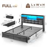 Rolanstar Double Bed Frame with Drawers and LED Light