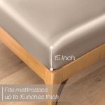 Beige Satin Queen Bed Sheet Set with Pillowcases