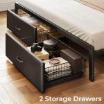 Rolanstar Double Bed Frame with Drawers and LED Light