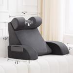 Velorose Grey Reading Pillow for Bed Comfort