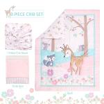 Woodland Baby Girl Crib Bedding Set - 3 Pieces