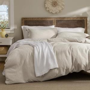 Bedsure Waffle Texture Queen Duvet Cover Set