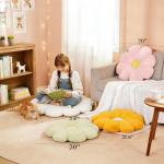 Ailive 21.65In Cute White Flower Throw Pillow Floor Cushion Pillow as Room Decor Desk Chair Cushion Decorative Bed Throw Pillows for Girls Adults