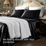 Bedsure Queen Satin Sheet Set - Black, 4 Pieces