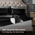 Bedsure Queen Satin Sheet Set - Black, 4 Pieces