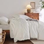 Bedsure Washed Cotton Queen Duvet Cover Set